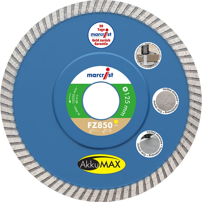 Disque à tronçonner diamanté Marcrist FZ850 AkkuMAX pour grès cérame