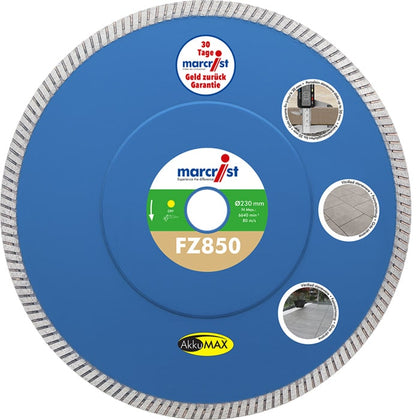 Disque à tronçonner diamanté Marcrist FZ850 AkkuMAX pour grès cérame