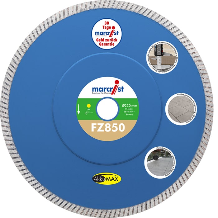 Diamanttrennscheibe Marcrist FZ850 AkkuMAX für Feinsteinzeug