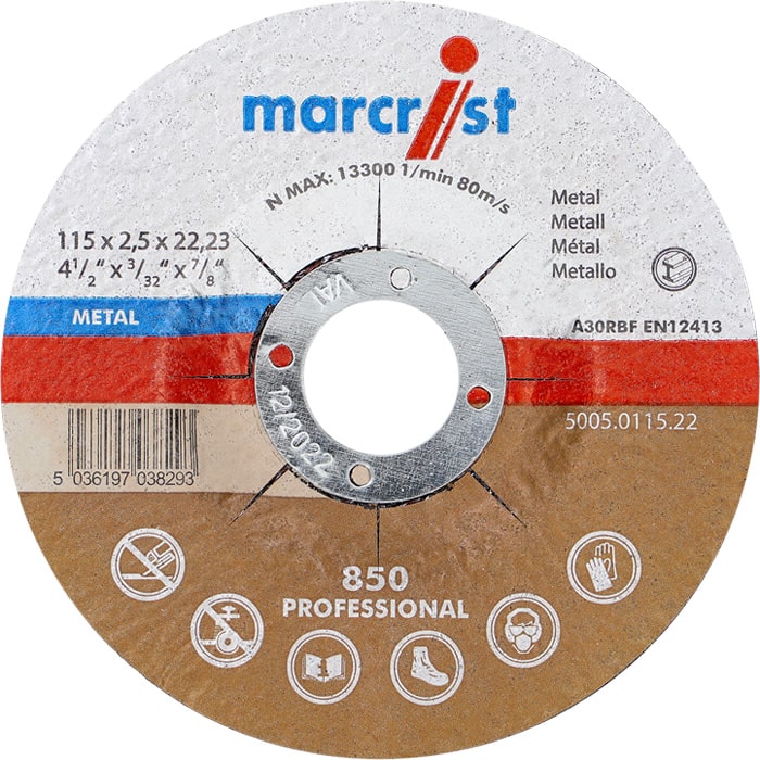 Disque à tronçonner en corindon Marcrist 850, décalé pour métal (lot de 25)