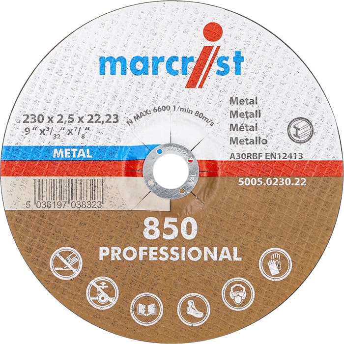 Disque à tronçonner en corindon Marcrist 850, décalé pour métal (lot de 25)