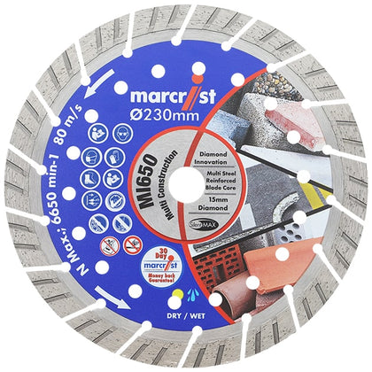 Disque à tronçonner diamanté Marcrist Mi650 coupe universelle